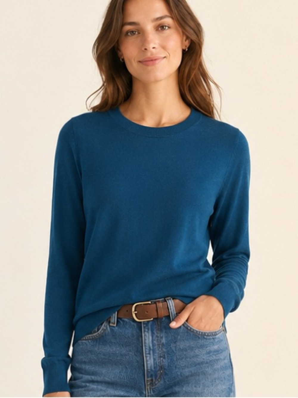 J Crew Peacock Blue Crewneck Lightweight Merino Wool Blend Sweater XS